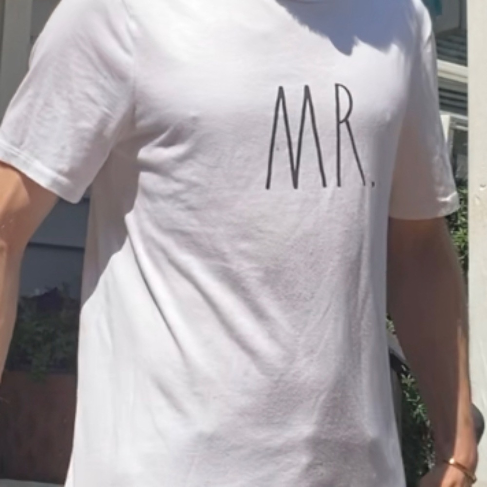 Rae Dunn Mr. Men's White Tee T-Shirt Small Casual Soft Groom Wedding Crewneck - Picture 5 of 6